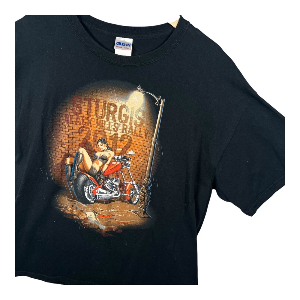 Sturgis Black Hills Rally Tee Mens Large 2012‎ Motorcycle Graphic Gildan T-Shirt